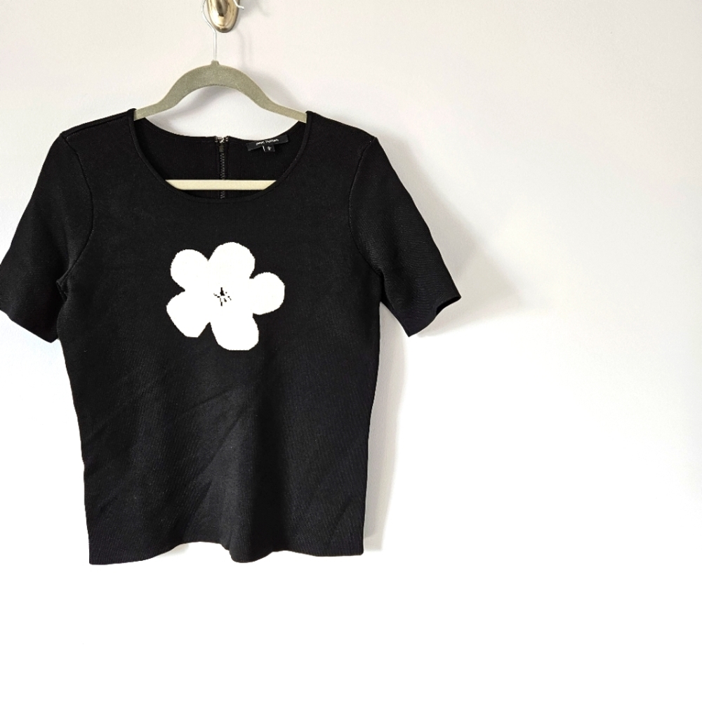 Pink tartan black blouse - large